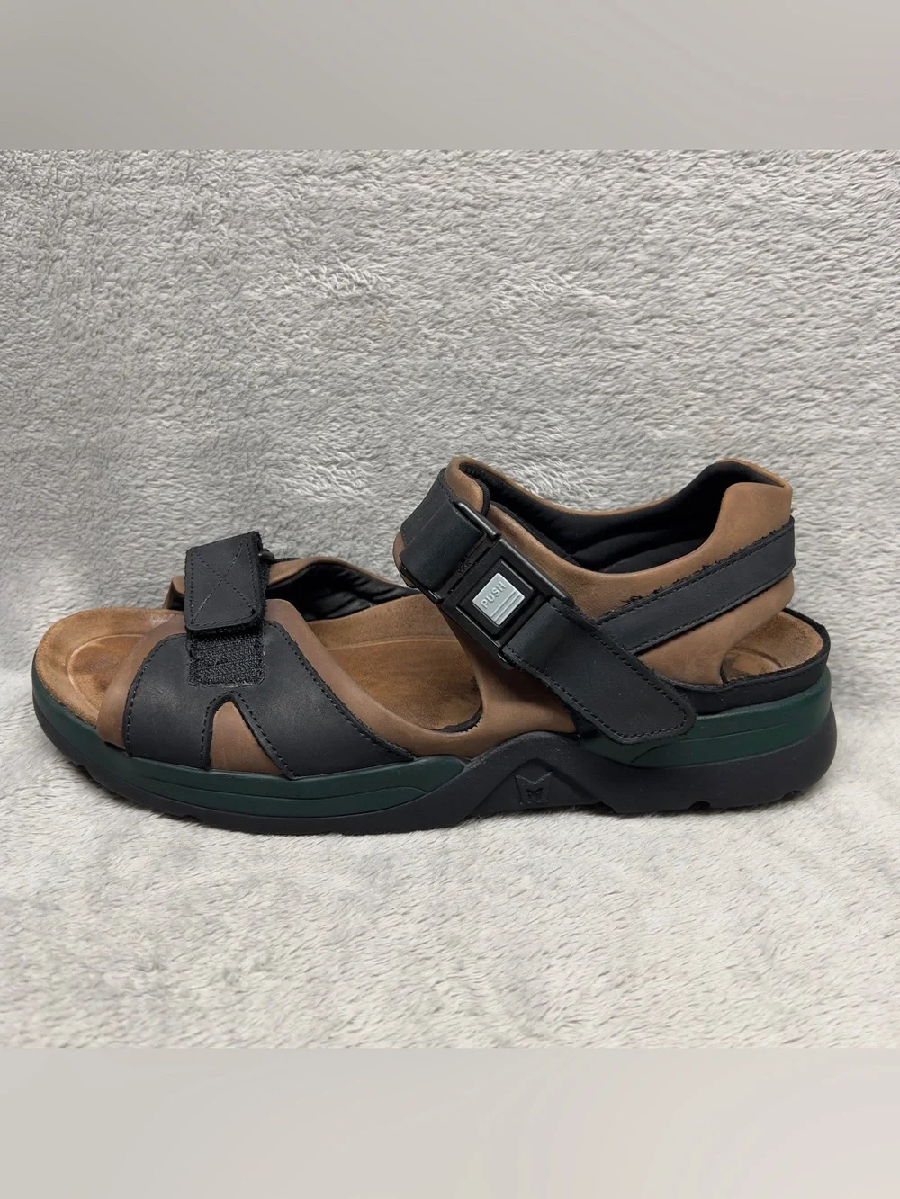Mephisto Shark Fit Sandals Men's Size 44 US 10 Black Brown Leather Comfort